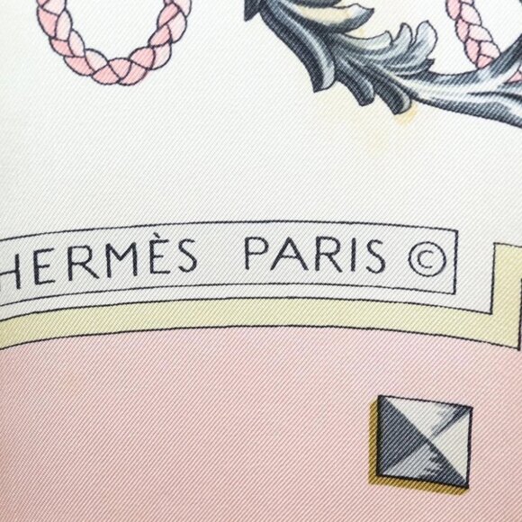 HERMES Carre 90 Scarf ""les cles key"" Silk Pink - Picture 9 of 10